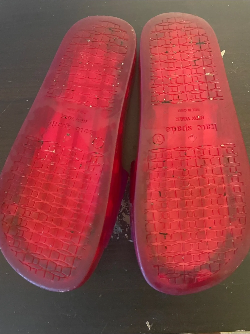 kate spade New York Splash Pink Jelly Slide Floral Sandals Polka Dot Footbed